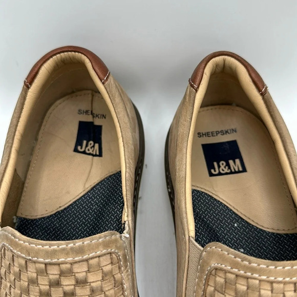 Johnston & Murphy McGuffey tan woven slip-on loafers, size 10 - Picture 6 of 16